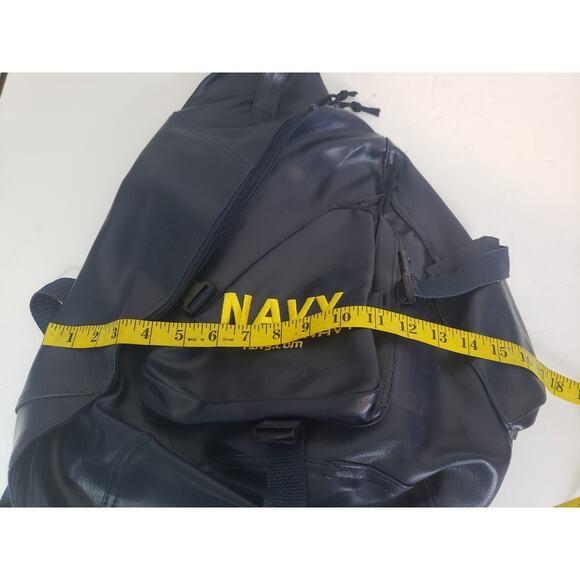 (JL) Vintage US Navy Backpack Sigle Strap Sling Embroidered Blue Travel - Picture 6 of 7
